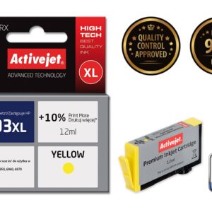 Activejet AH-903YRX rašalas (pakaitinis HP 903XL T6M11AE; "Premium"; 12 ml; geltonas) - Image 2