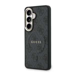 Guess PU Leather 4G Gold Frame Magnetic dėklas skirtas Samsung Galaxy S26 juodos spalvos
