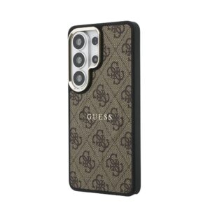 Guess PU Leather 4G Gold Frame Magnetic dėklas skirtas Samsung Galaxy S26 Ultra rudos spalvos