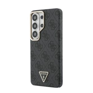 Guess PU Leather 4G Strass Triangle Logo Gold Frame Magnetic dėklas skirtas Samsung Galaxy S26 Ultra juodos spalvos