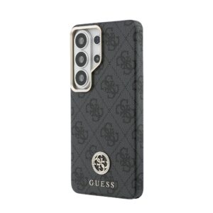 Guess PU Leather 4G Strass Logo Gold Frame Magnetic dėklas skirtas Samsung Galaxy S26 Ultra juodos spalvos