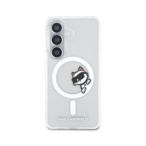 Karl Lagerfeld IML Choupette Peekaboo Logo Magnetic dėklas skirtas Apple iPhone Samsung Galaxy S26 skaidrus - Image 2