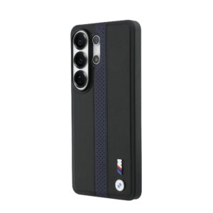 BMW M PU Leather Perforated Stripes and Metal Logo Magnetic dėklas skirtas Samsung Galaxy S26 Ultra Blue - Image 1
