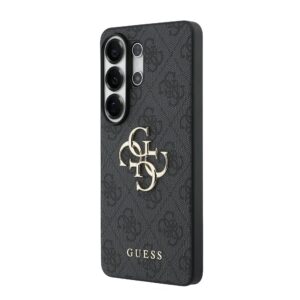 Guess PU 4G Metal Logo dėklas skirtas Samsung Galaxy S25 Ultra pilkos spalvos