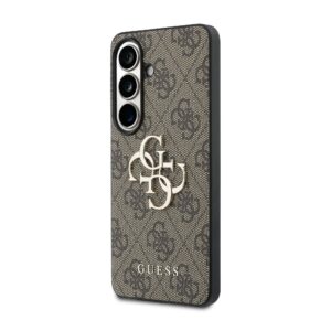 Guess PU 4G Metal Logo dėklas skirtas Samsung Galaxy S26+ rudos spalvos