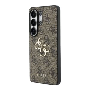 Guess PU 4G Metal Logo dėklas skirtas Samsung Galaxy S26 Ultra rudos spalvos