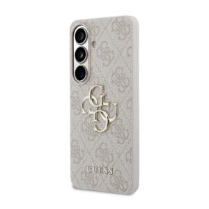 Guess PU 4G Metal Logo dėklas skirtas Samsung Galaxy S26 rožinės spalvos