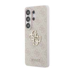 Guess PU 4G Metal Logo dėklas skirtas Samsung Galaxy S26 Ultra rožinės spalvos