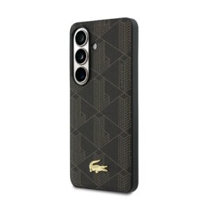 Lacoste PVC Blend Monogram Gold Logo Magnetic dėklas skirtas Samsung Galaxy S26 rudos spalvos