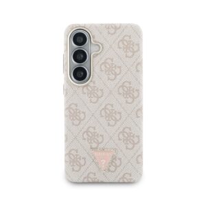 Guess PU Leather 4G Strass Triangle Logo Gold Frame Magnetic dėklas skirtas Samsung Galaxy S26 rožinės spalvos - Image 2