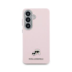 Karl Lagerfeld Grained PU Leather K&CH Heads Magnetic dėklas skirtas Samsung Galaxy S26+ rožinės spalvos - Image 2