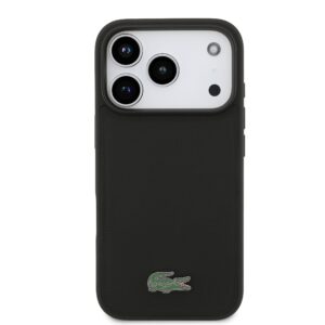 Lacoste Iconic Petit Pique MagSafe dėklas + Wallet skirtas Apple iPhone 17 Pro juodos spalvos