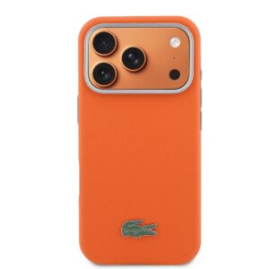 Lacoste PVC Petit Pique Semi Wrap MagSafe dėklas skirtas Apple iPhone 17 Pro oranžinės spalvos - Image 2
