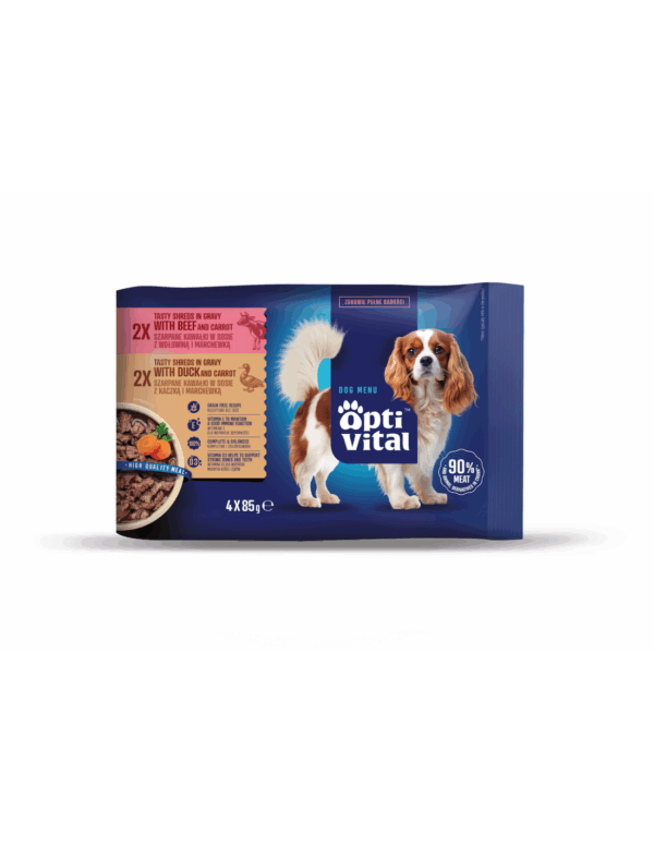 mokra-karma-dla-doroslych-psow-saszetki-z-kaczka-i-wolowina-optivital-4x85-g