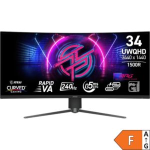 Monitorius MSI MPG 346CQRF X24 34" / UWQHD / 240Hz / 0.5ms / curved / HDR400 / USB-C 98W / height adjustable / black