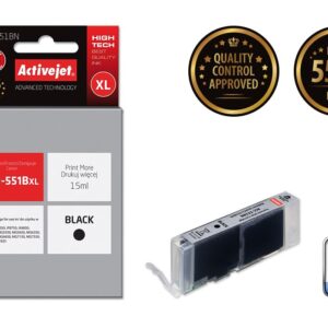 Activejet ACC-551BN rašalas (Canon CLI-551BK pakaitalas; Supreme; 15 ml; juodas) - Image 2