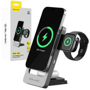 Blavec belaidis įkroviklis BQI-05 Qi 15W magnetic Magsafe 3 in 1 UniCharge (BQI05-QIMS) sidabro spalvos