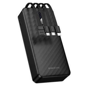 Borofone Power Bank 20000mAh BJ84A Smooth - USB - with USB, Type C, Lightning and Micro USB cables juodos spalvos