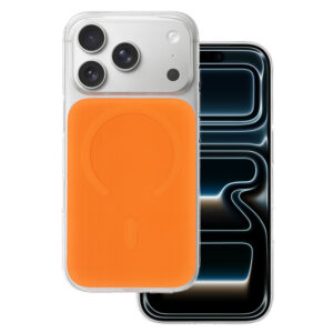 Glossy Magsafe dėklas skirtas Apple iPhone 14 Pro oranžinės spalvos