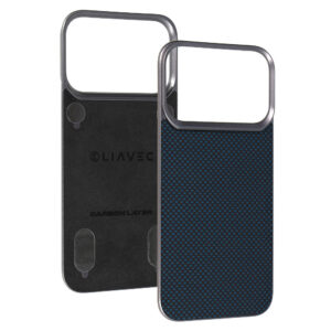 Liavec Carbon Layer Magsafe Aramid Fiber Cover skirtas Apple iPhone 17 Pro blue