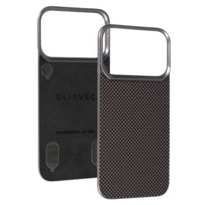 Liavec Carbon Layer Magsafe Aramid Fiber Cover skirtas Apple iPhone 17 Pro gold