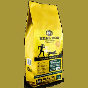 Real Dog Sensitive 15kg pašaras suaugusiems šunims su ėriena ir ryžiais