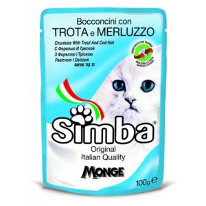 Simba konservuotas pašaras katėms su upėtakiu ir menke 100g