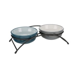 TRIXIE Dubenėlių kompl., keramika-metal., 2x0.25 l, ø 13 cm-27x8x13 cm, petrol-šviesi