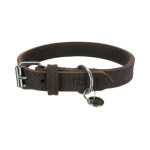 TRIXIE Rustic rieb. odos antkaklis, M 37-44cm/25mm, tams. rudas