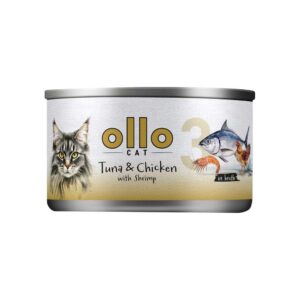 OLLO Cat nr 3 Tuna & Chicken with shrimp in broth - šlapias kačių maistas - 70g