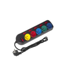 Maclean MCE204M elektros tinklo ilgintuvas 1,5 m 5 AC išvestis(ys / čių) Vidaus Juoda, Multi spalvos - Image 3