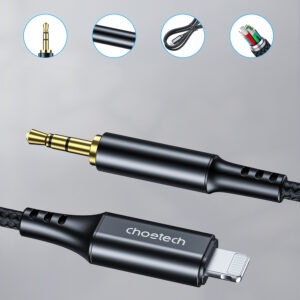 Choetech AUX009 Lighting / mini jack 3.5mm cable 2 m - black - Image 3