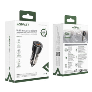 Acefast B12 car charger 60W USB-A / USB-C - juodos spalvos - Image 4