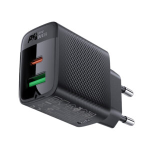 Acefast A78 Charger Network GaN USB-A / USB-C PD 20W - juodos spalvos - Image 2