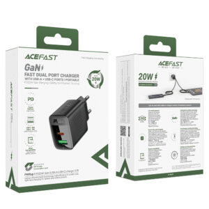 Acefast A78 Charger Network GaN USB-A / USB-C PD 20W - juodos spalvos - Image 5