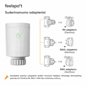 Išmani termostatinė galva radiatoriams Feelspot TG22.09 Zigbee Tuya - Image 4