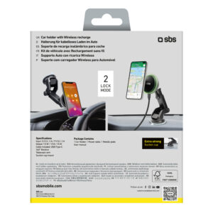 SBS TESUPMAGEXTWIR15W Telescopic Smartphone Holder with Wireless Charger, MagSafe Compatible, for Windshield and Dashboard - Black - Image 7