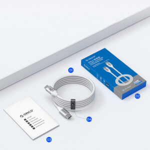 Orico CDX 60W 3A Power Delivery USB-C - USB-C 1m Cable - baltos spalvos - Image 8