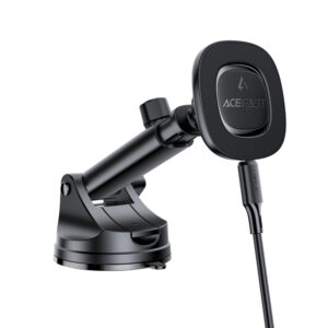 Acefast D47 Magnetic Dashboard Mount with Wireless Charger - juodos spalvos - Image 3