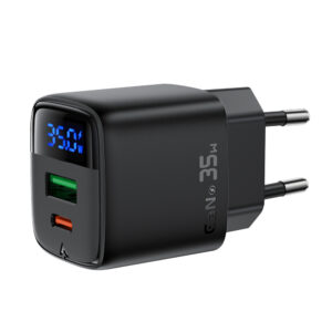 Acefast A116 GaN PD 35W USB-A USB-C Wall Charger with Display - juodos spalvos - Image 5