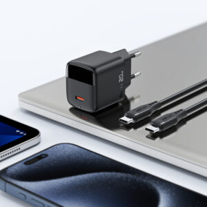 Acefast A113 GaN PD 20W USB-C Wall Charger with Display with USB-C Cable - juodos spalvos - Image 6