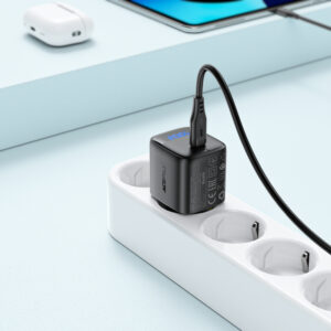 Acefast A113 GaN PD 20W USB-C Wall Charger with Display with USB-C Cable - juodos spalvos - Image 7