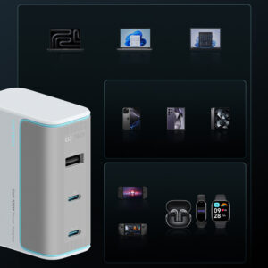 Cuktech AD1003EU 100W GaN 2x USB-C + USB-A Wall Charger with Cable - White - Image 2