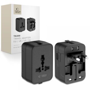 Tech-Protect TA300 KELIONINIS ADAPTERIS EU / UK / US / AU juodos spalvos