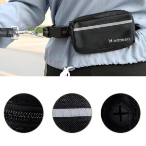 Pas biodrowy z saszetką i elastyczną smyczą do biegania z psem Wozinsky WPST-01 - czarny - Image 3