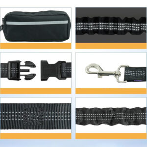 Pas biodrowy z saszetką i elastyczną smyczą do biegania z psem Wozinsky WPST-01 - czarny - Image 6