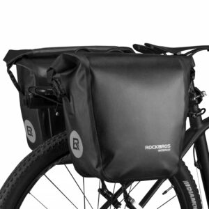Rockbros AS-003-1BK waterproof bicycle bag with shoulder strap, front/rear mounting, 10-14l - juodos spalvos - Image 3