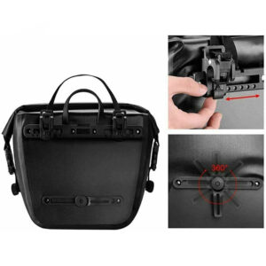 Rockbros AS-003-1BK waterproof bicycle bag with shoulder strap, front/rear mounting, 10-14l - juodos spalvos - Image 5