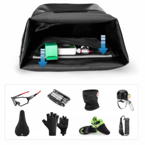 Rockbros AS-003-1BK waterproof bicycle bag with shoulder strap, front/rear mounting, 10-14l - juodos spalvos - Image 6