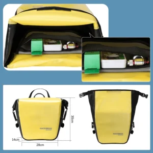 Rockbros AS-003-1Y waterproof bicycle bag with shoulder strap, front/rear mounting, 10-14l - yellow - Image 2